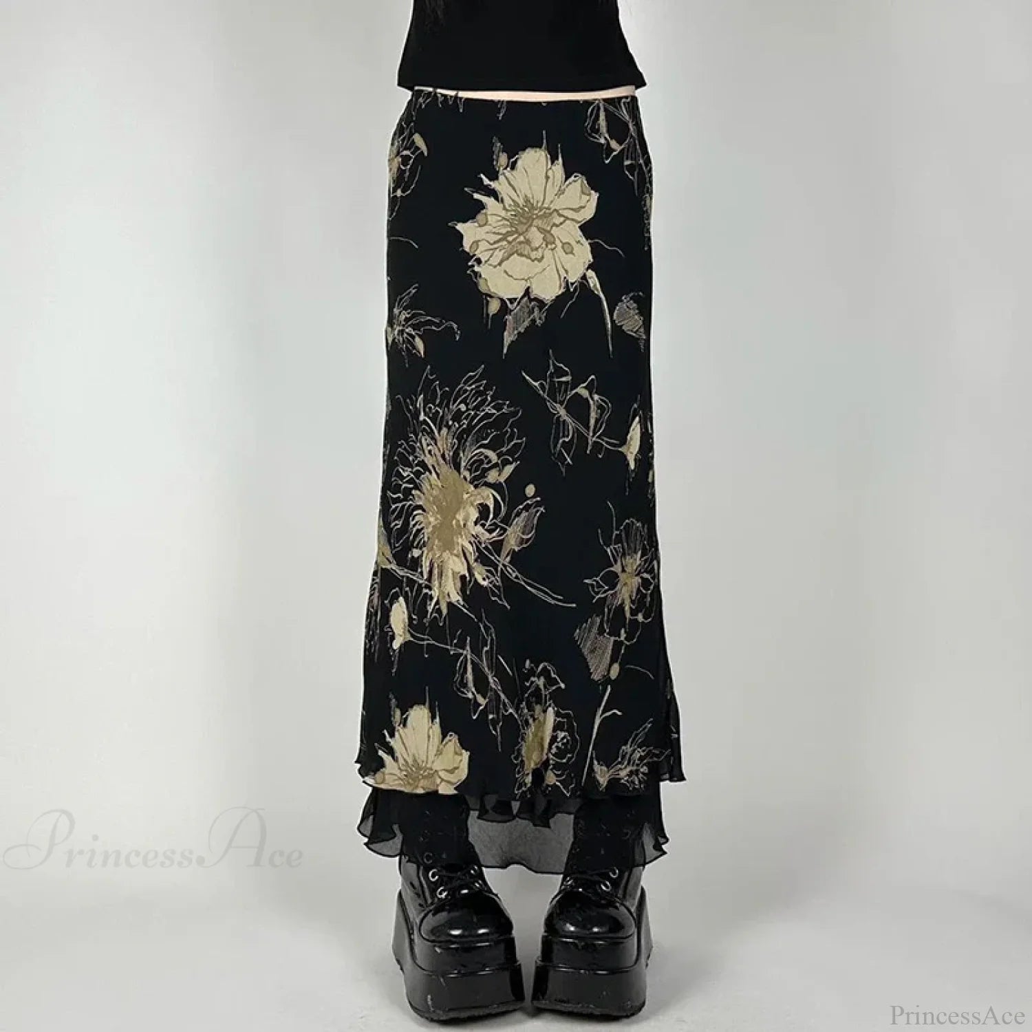 Vintage Floral Print Low Rise Slim-Fitting Streetwear Skirt skirt-250126
