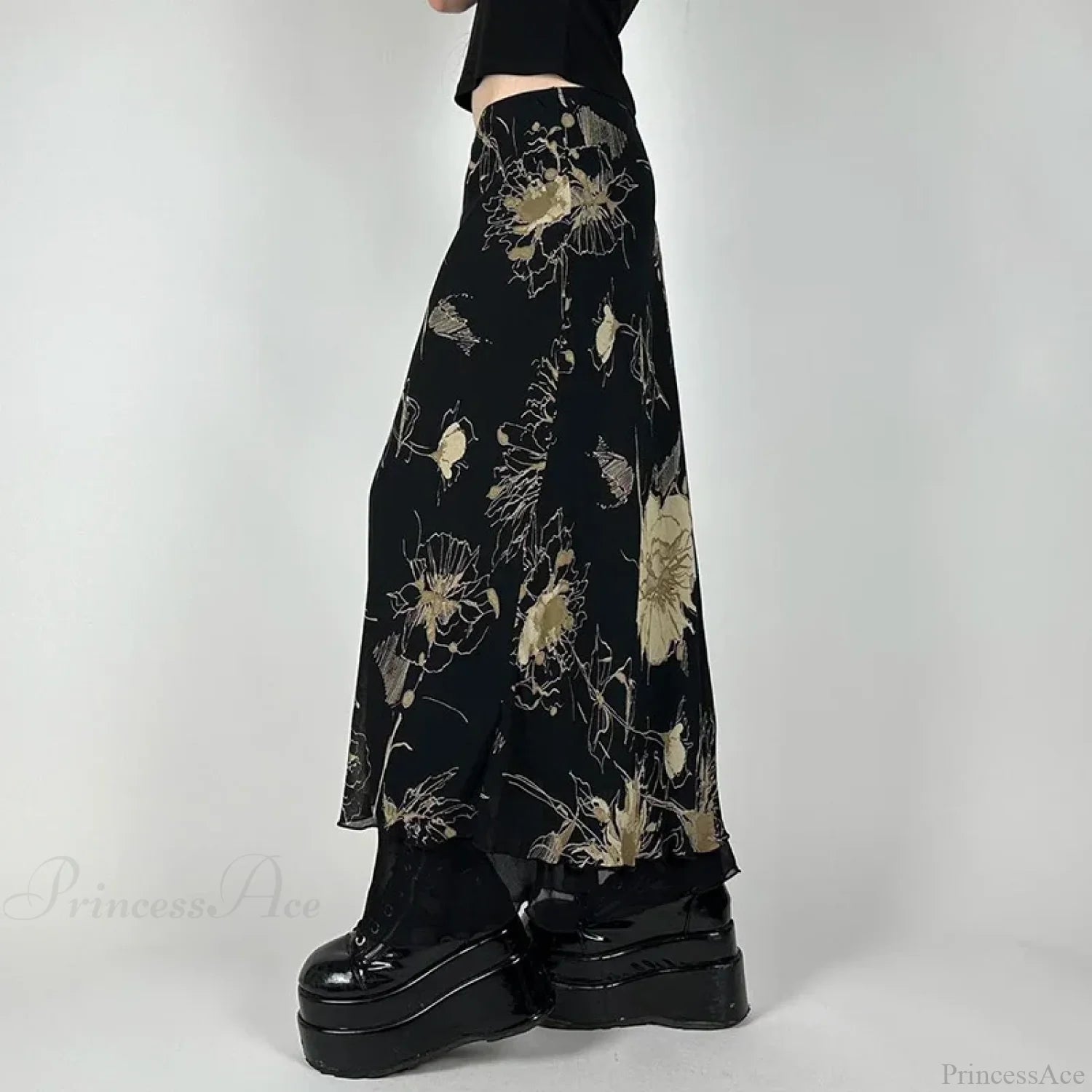 Vintage Floral Print Low Rise Slim-Fitting Streetwear Skirt skirt-250126