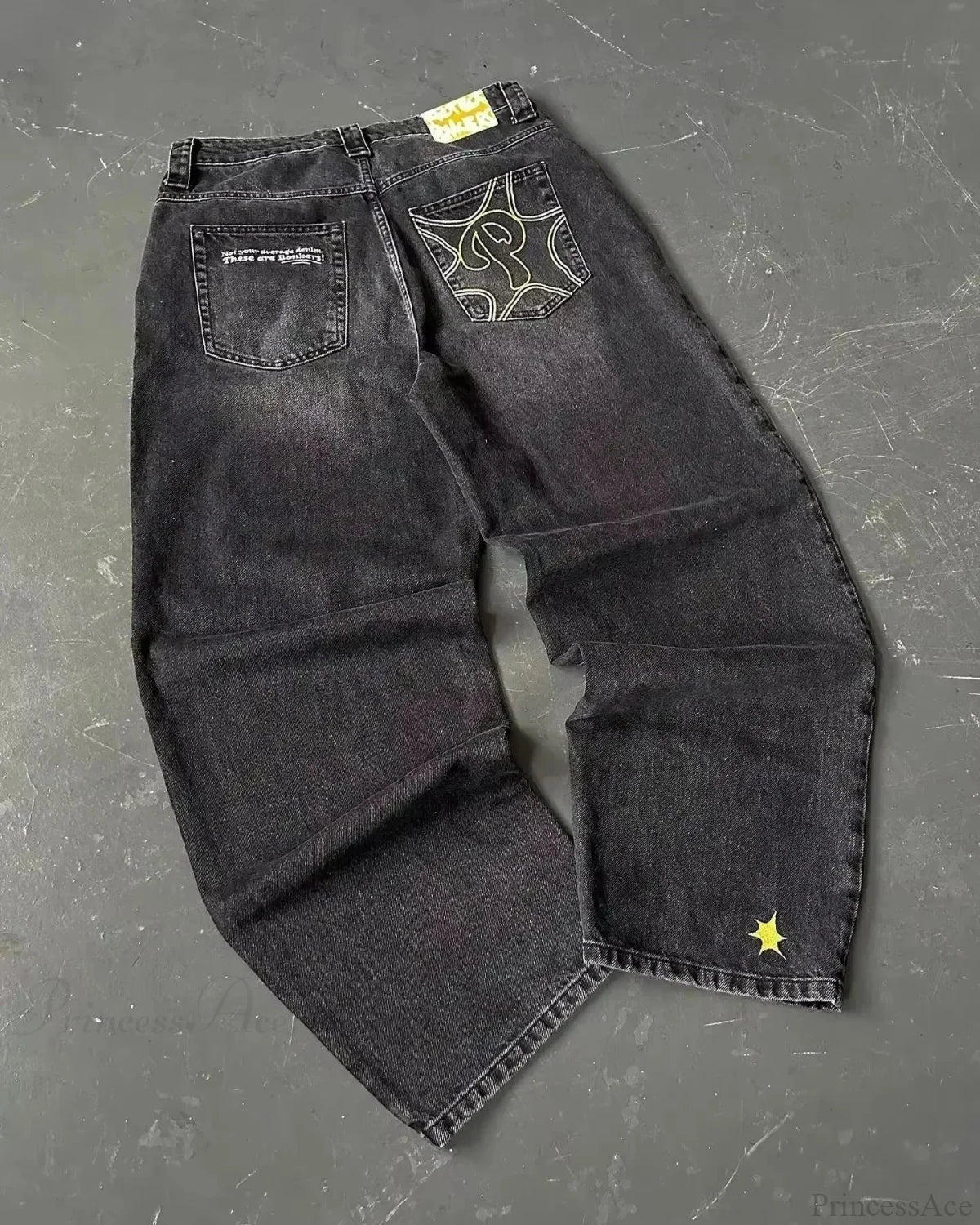 Vintage Gothic Cross Wings Stitched Pant Black5 / M