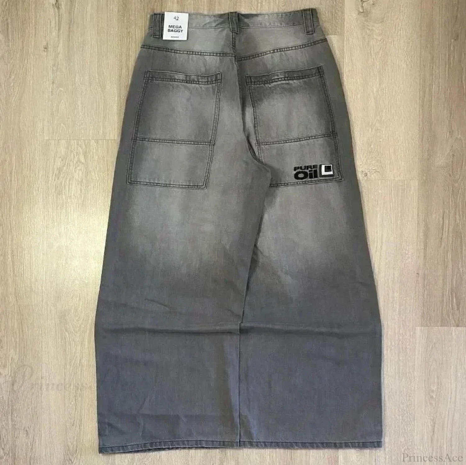 Vintage Gothic Cross Wings Stitched Pant gray / M