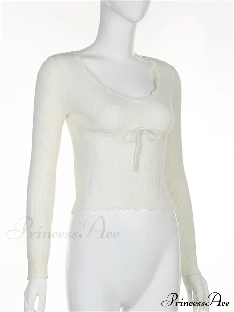 Vintage Knitted Low Cut Round Neck Slim Fit Ribbed T-Shirts