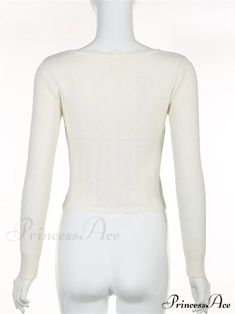 Vintage Knitted Low Cut Round Neck Slim Fit Ribbed T-Shirts