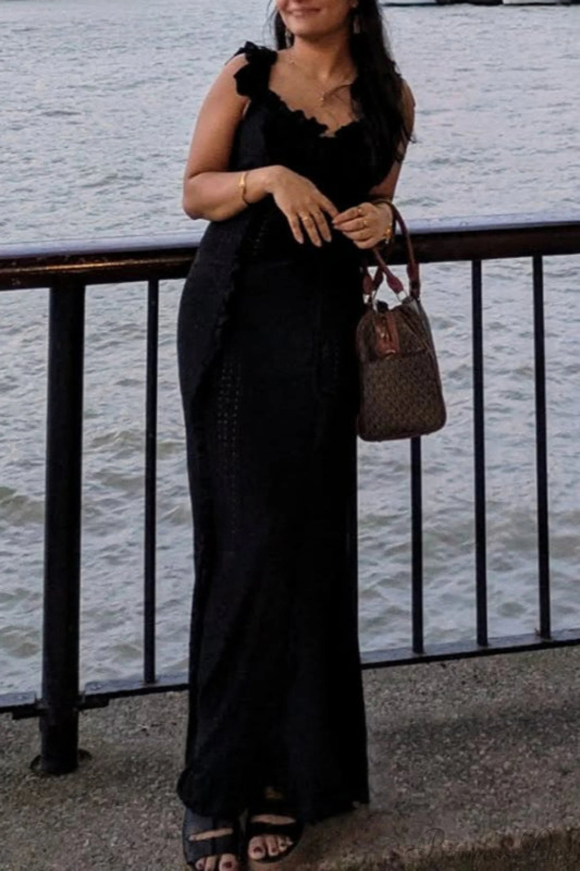 Vintage Lace Off-Shoulder Strap Party Dress