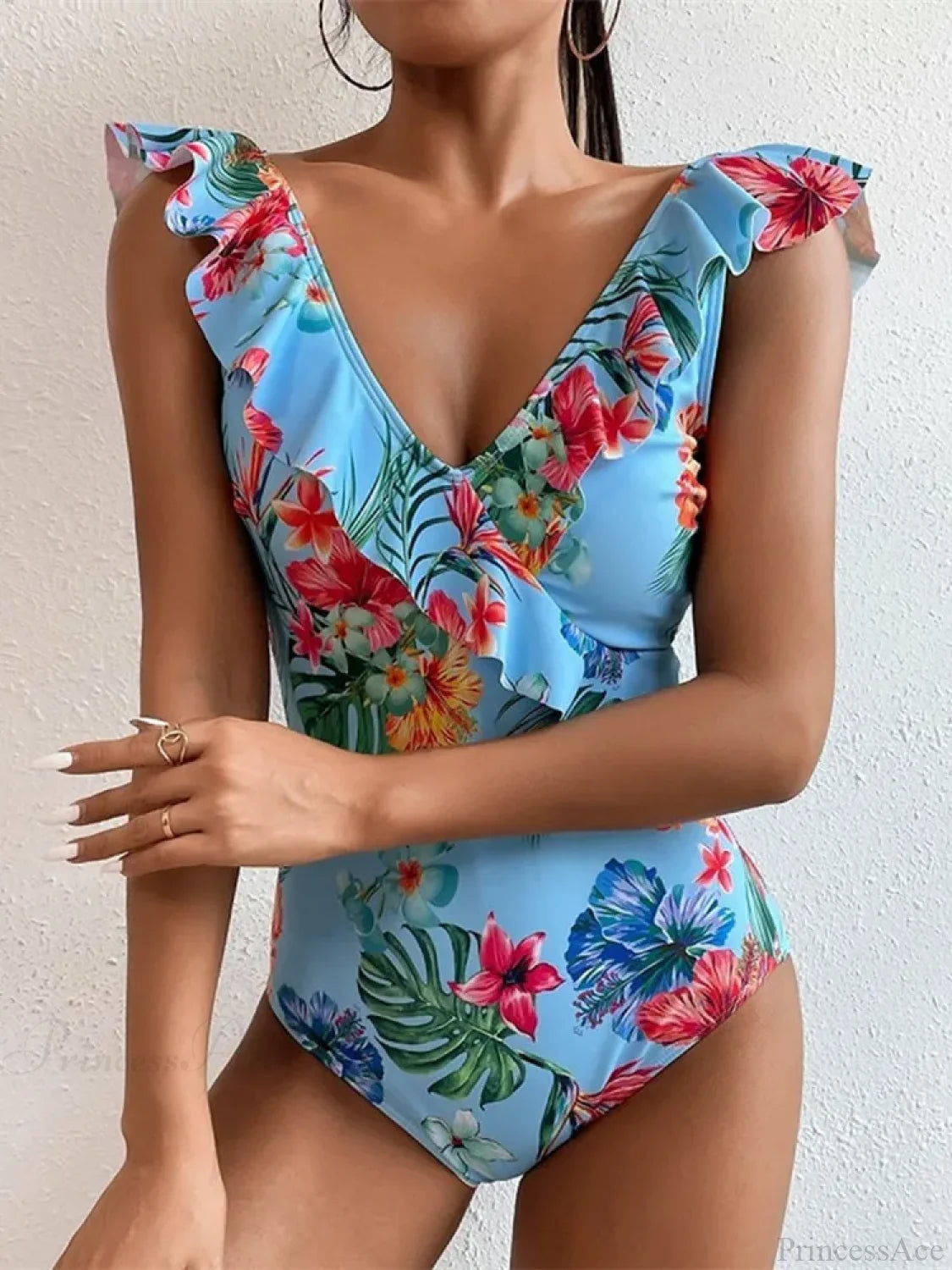 Vintage Micro Bikini Backless One Piece Set Blue / S