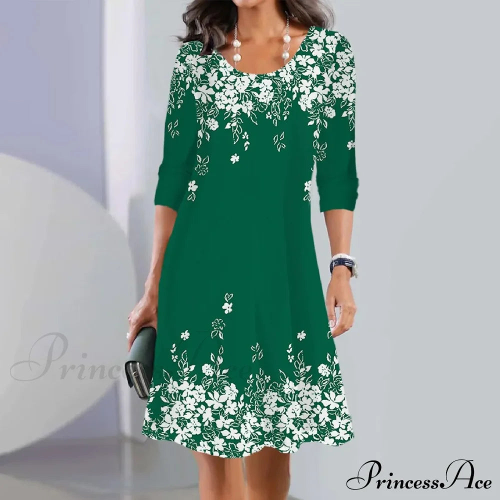 Vintage Polka Dot Print Long Maxi Round Neck Short Sleeve Pockets Loose Casual Summer 2024 Dress