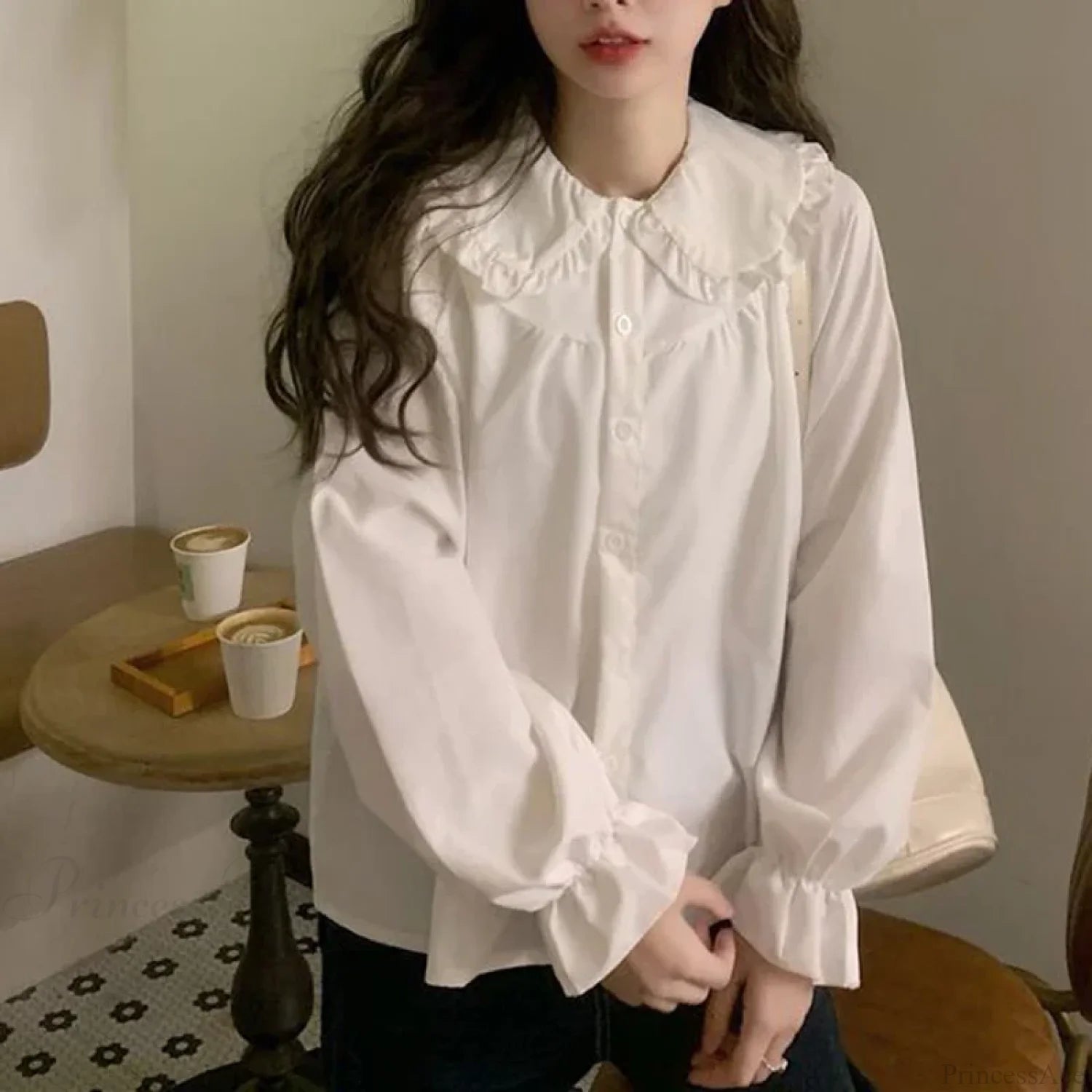 Vintage Preppy Style Sweet Kawaii White Blouse WHITE / S blouse-250126