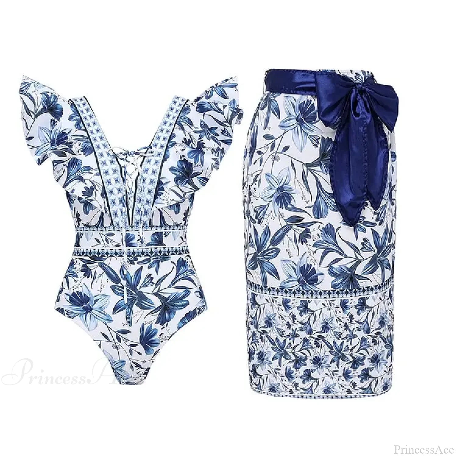 Vintage Printed Sarong Two Piece Set color13 / S