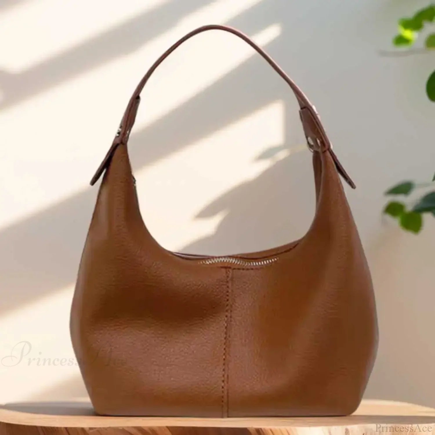 Vintage PU Leather Underarm Shoulder Bag Brown shoulder-250126
