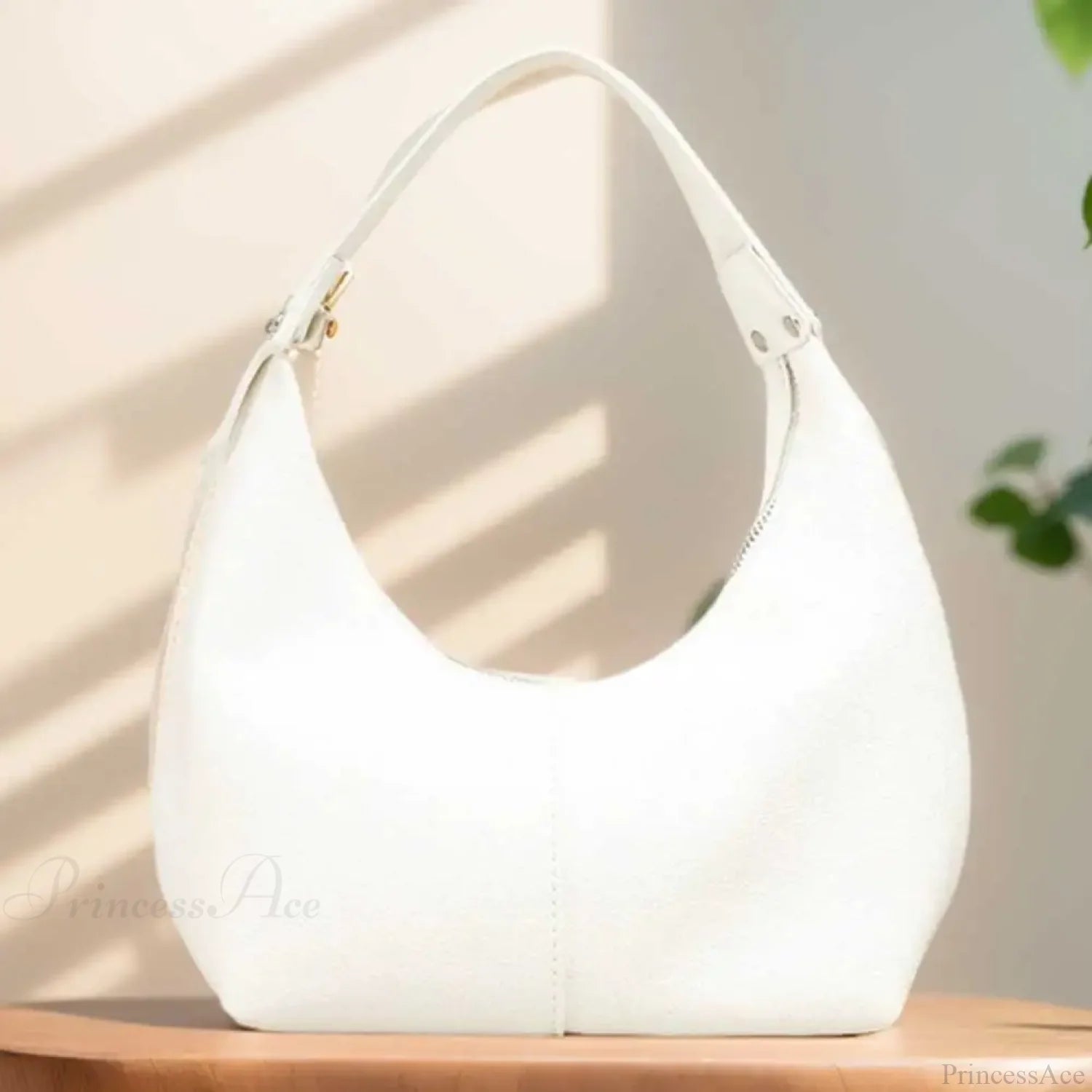 Vintage PU Leather Underarm Shoulder Bag White shoulder-250126