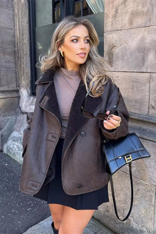 Vintage Reversible Fleece Loose Chic Warm Coat