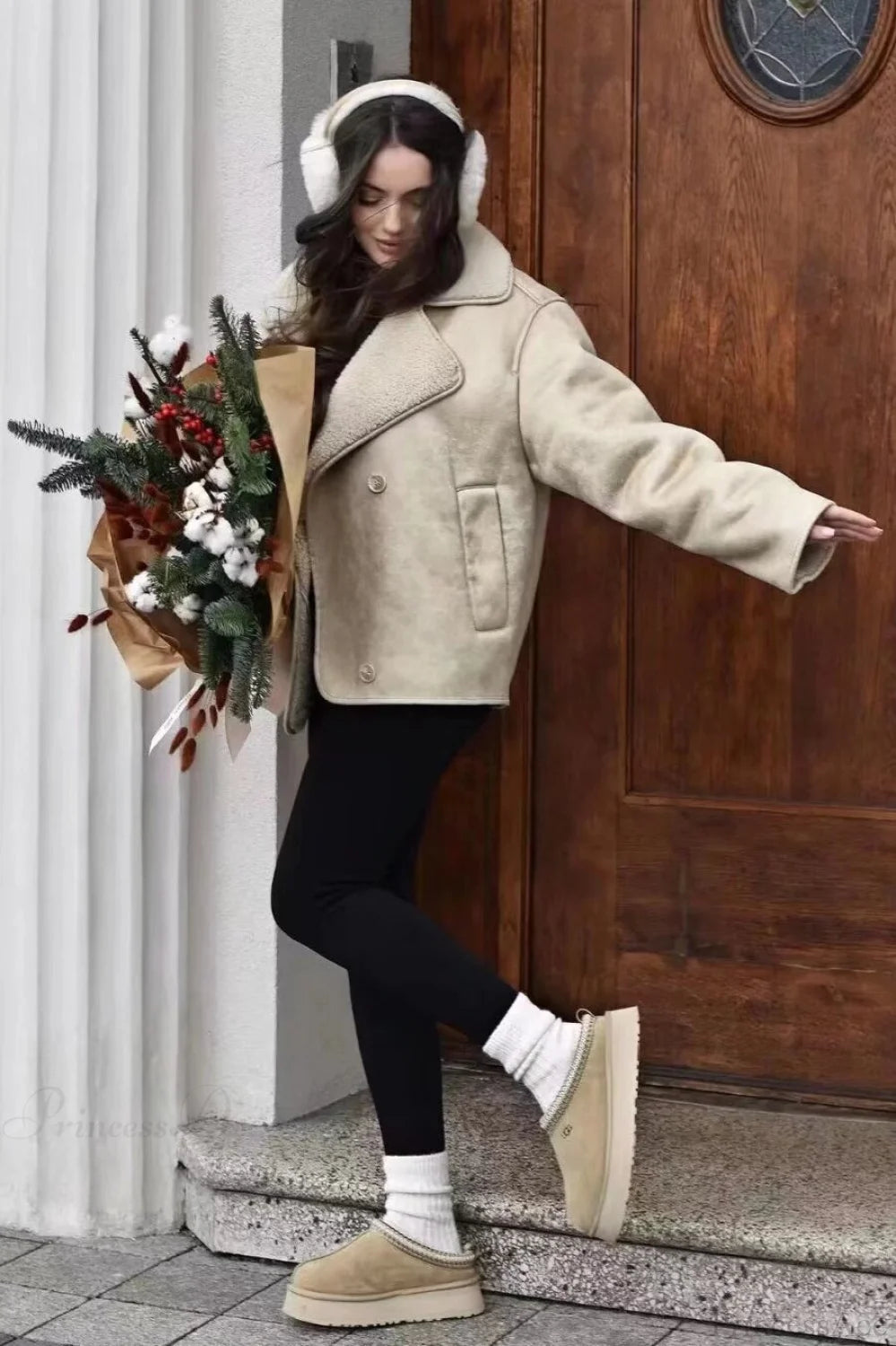 Vintage Reversible Fleece Loose Chic Warm Coat White / S