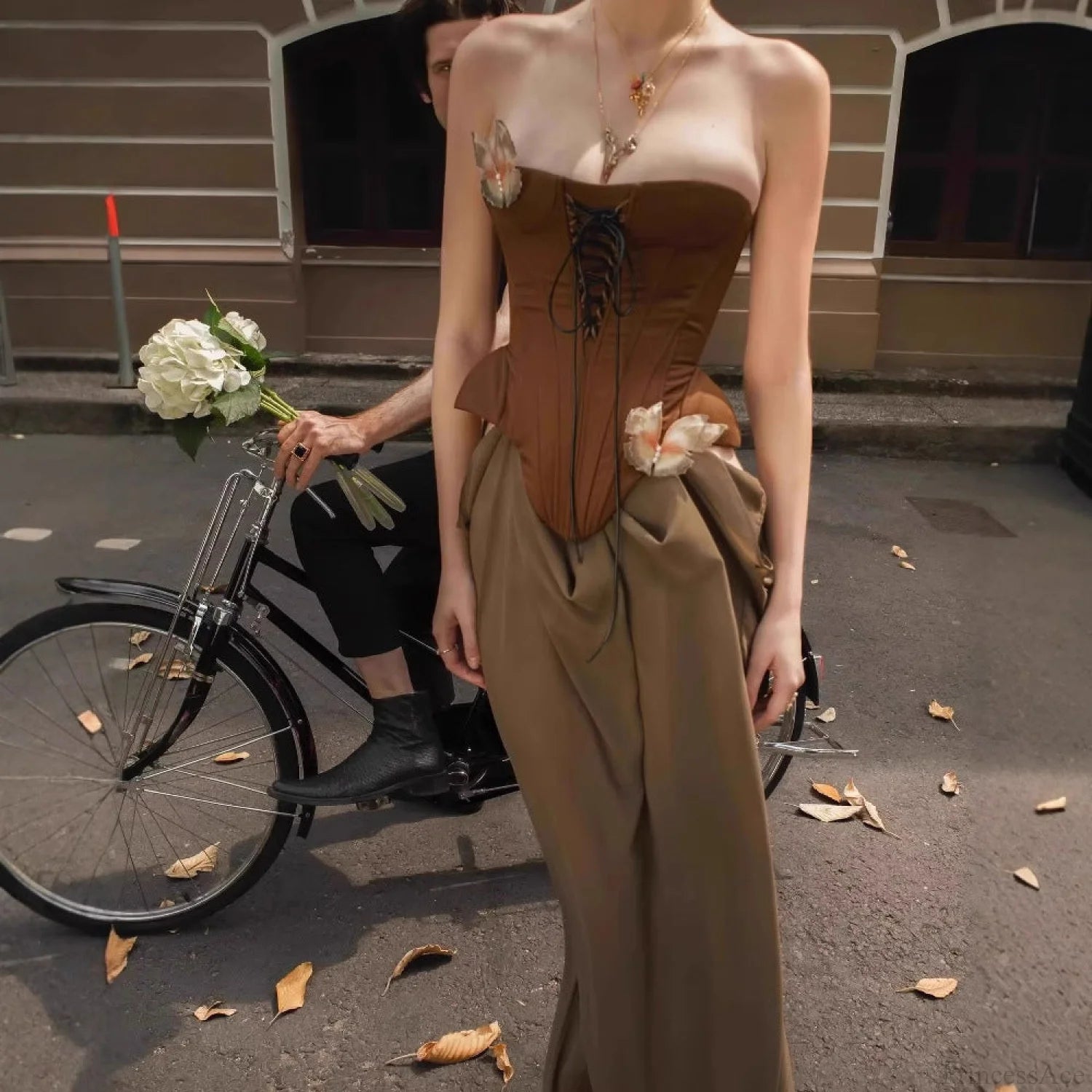 Vintage Sexy Boned Waist Strapless Prom Dress promdress-250223