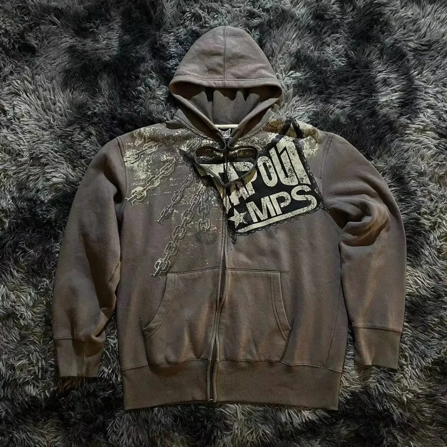 Vintage Skull Rose Print Hoodie black 10 / S