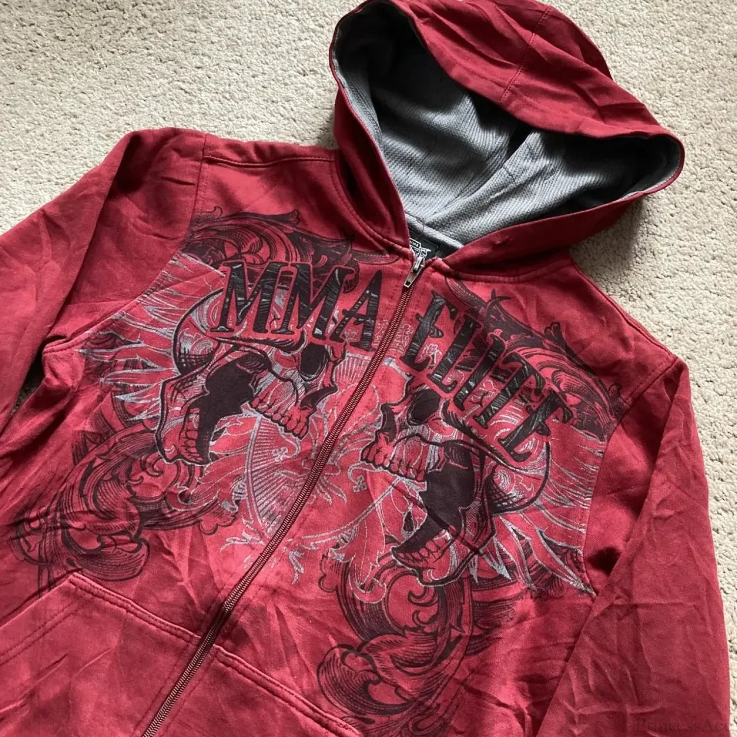 Vintage Skull Wing Zip Up Hoodie