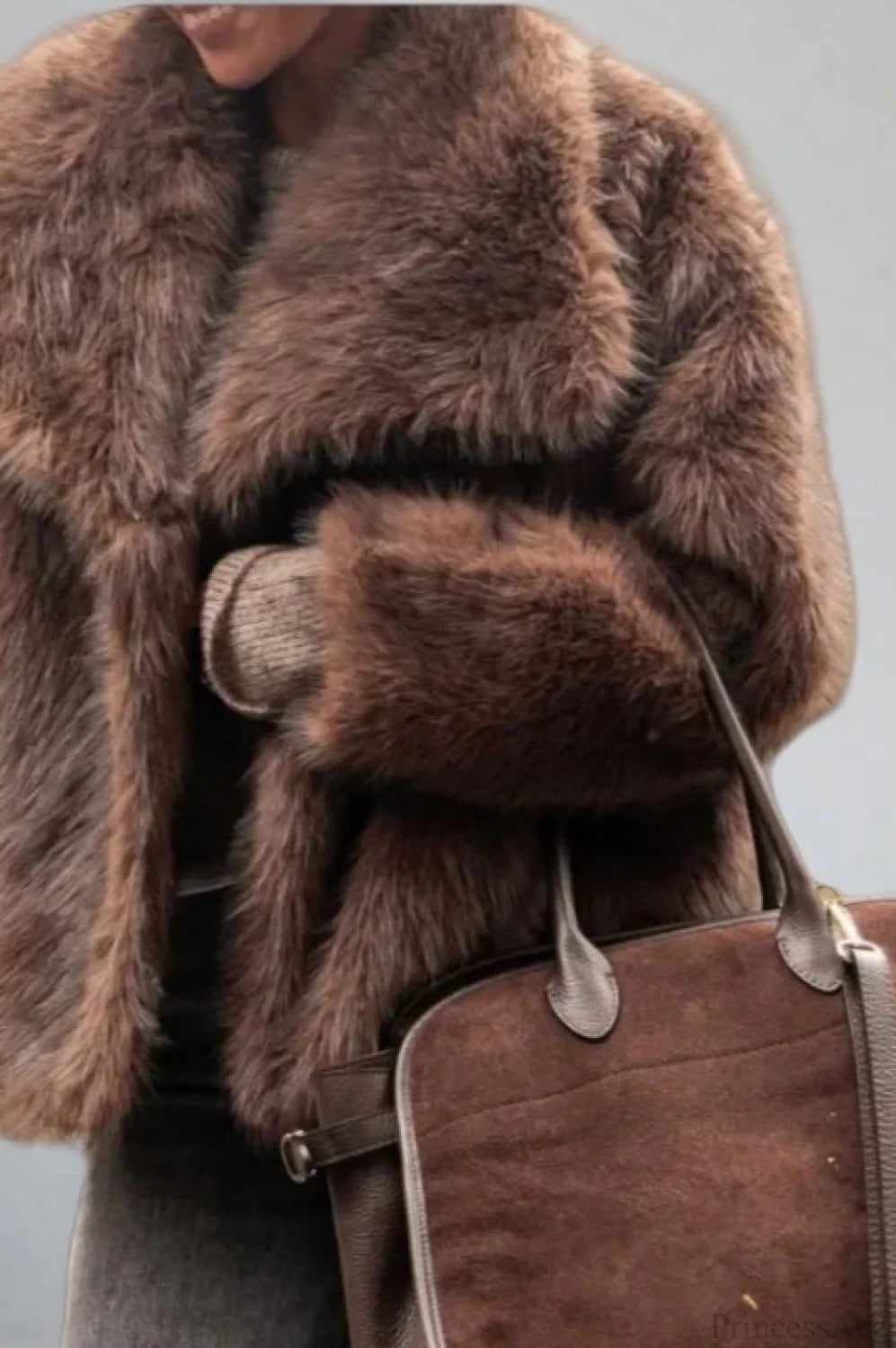 Vintage Solid Color Faux Fur Minimalist Coat