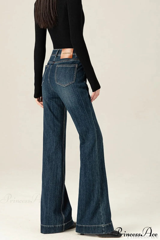 Vintage Solid Color Stretchy Bootcut Jeans