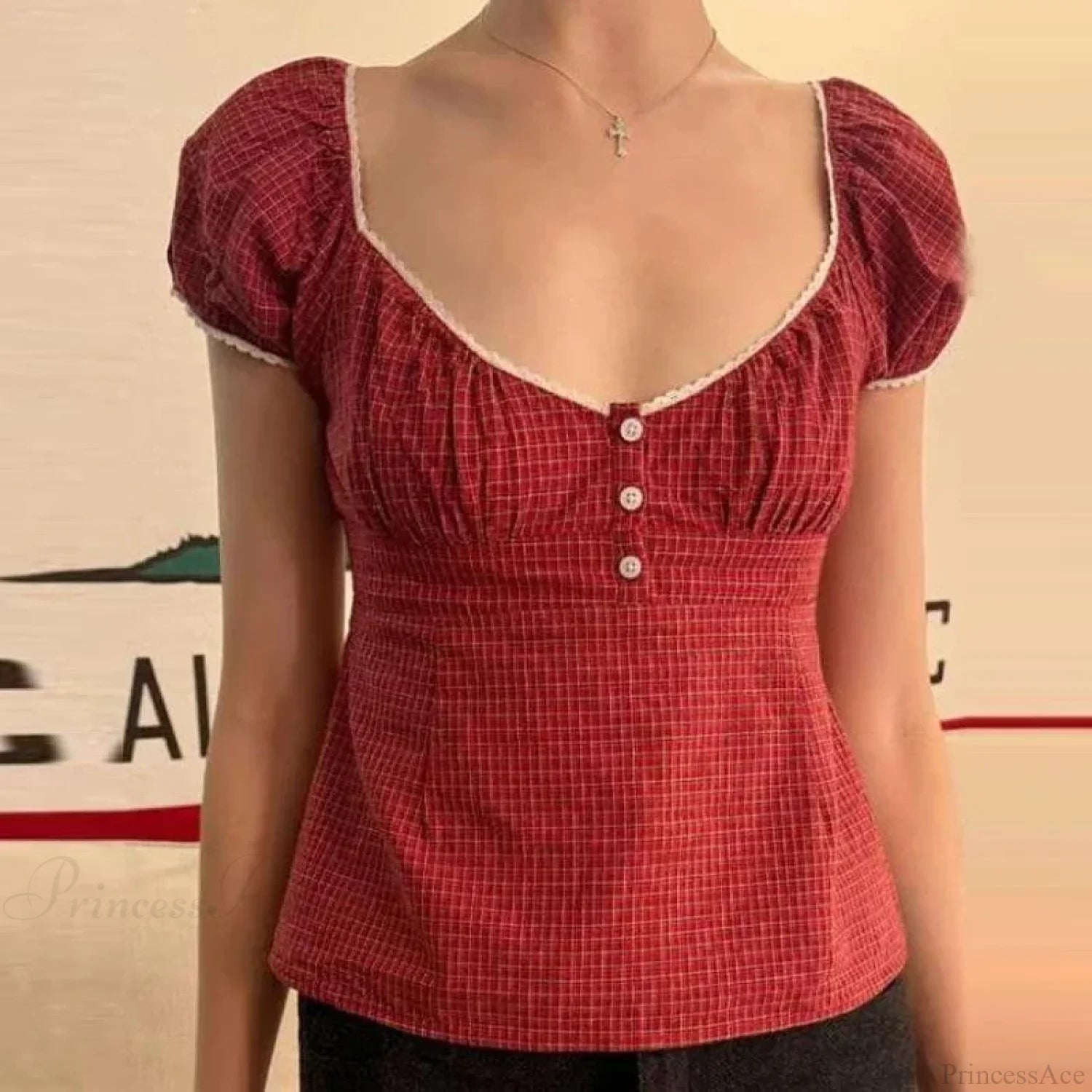 Vintage Square Collar Milkmaid Crop Top croptop-250126