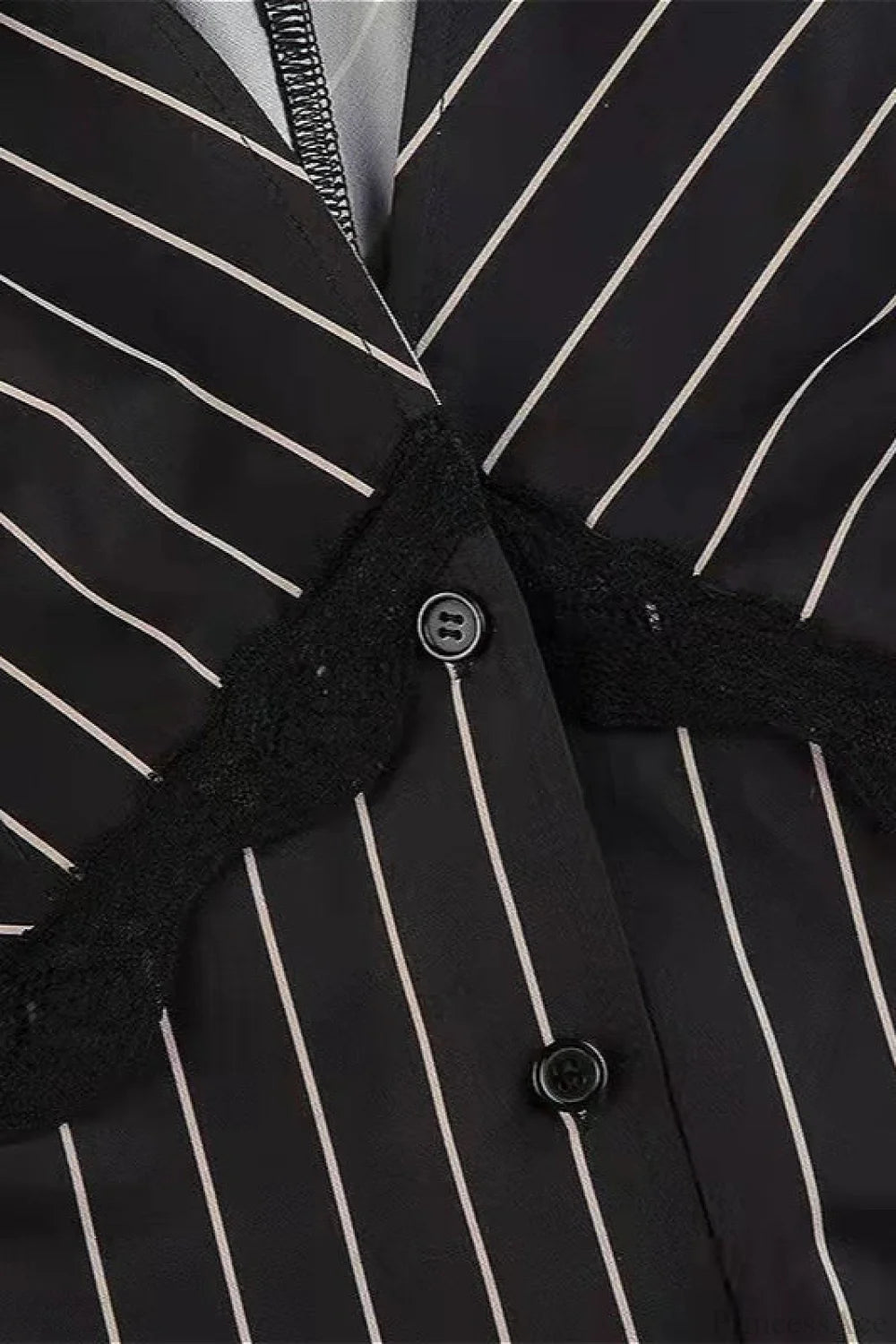 Vintage Striped Lace Contrast Blouse