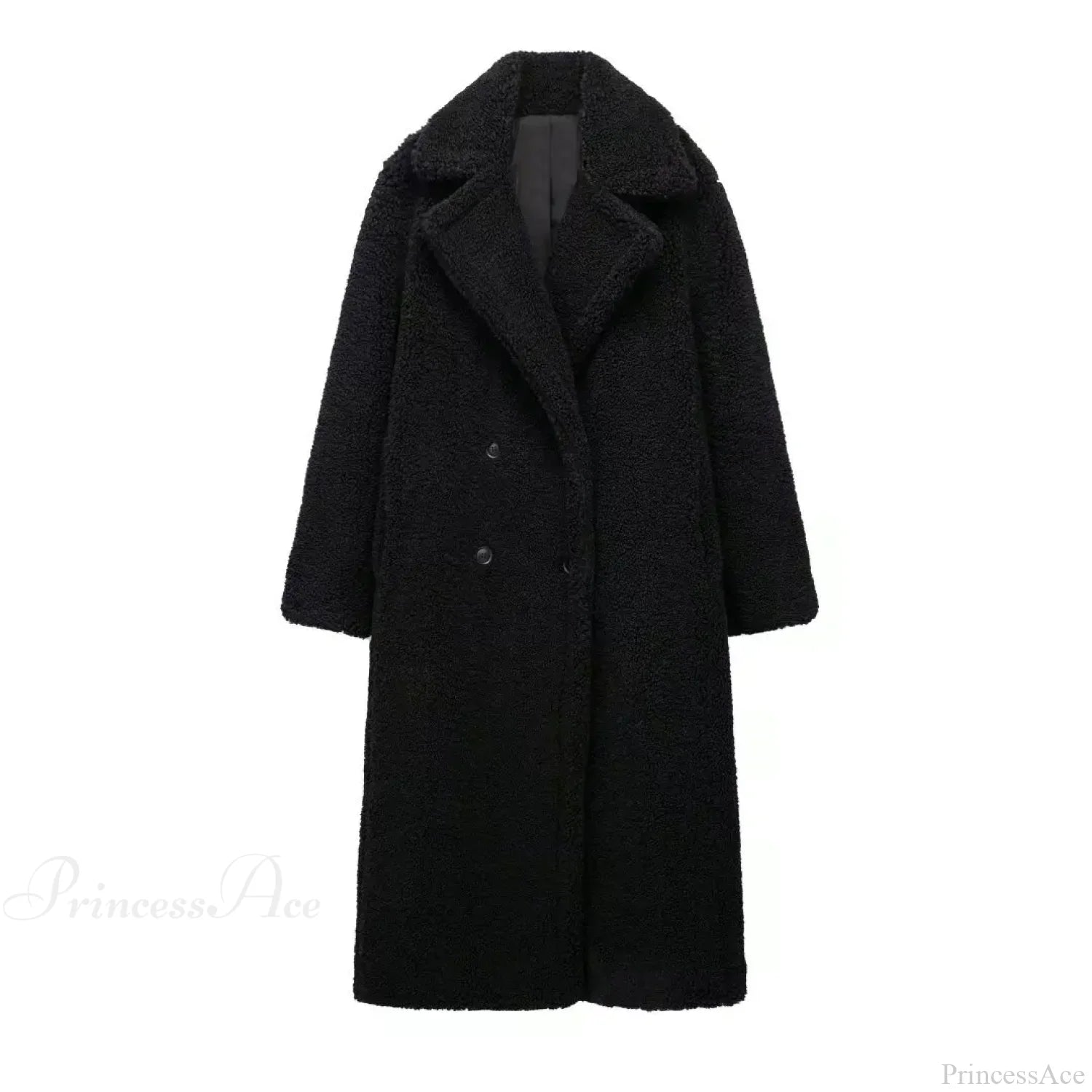 Vintage Wool Blend Double-Breasted Overcoat Black / XS