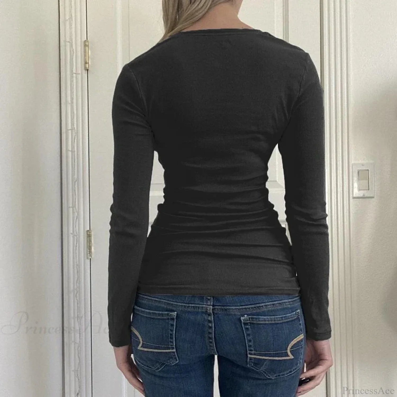 Vintage Y2K Basic Crop Top Grunge Button Slim Fit Knit Top knittop-250126