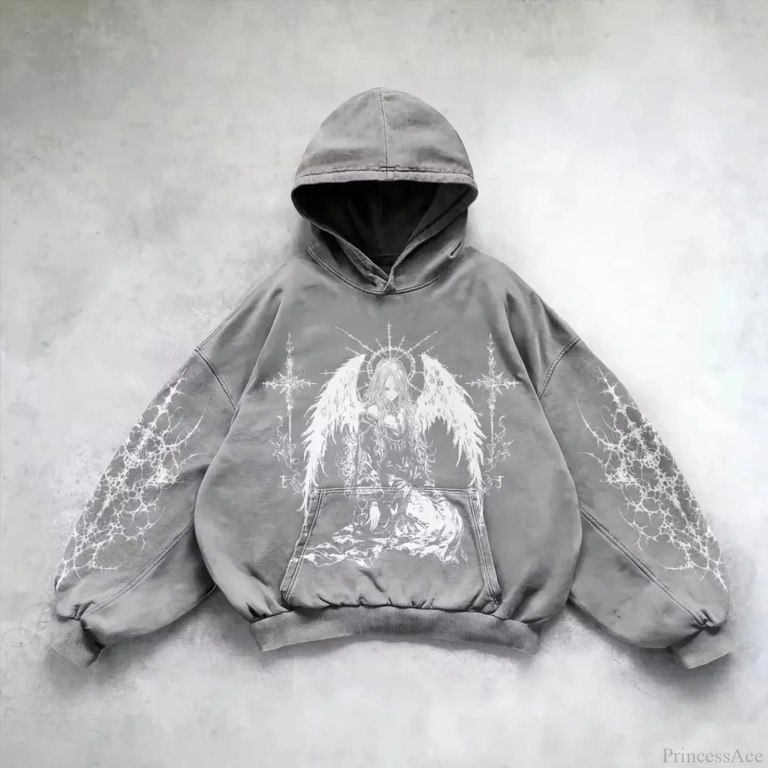 Vintage Y2K Gothic Printed Zipper Hoodie white1 / S