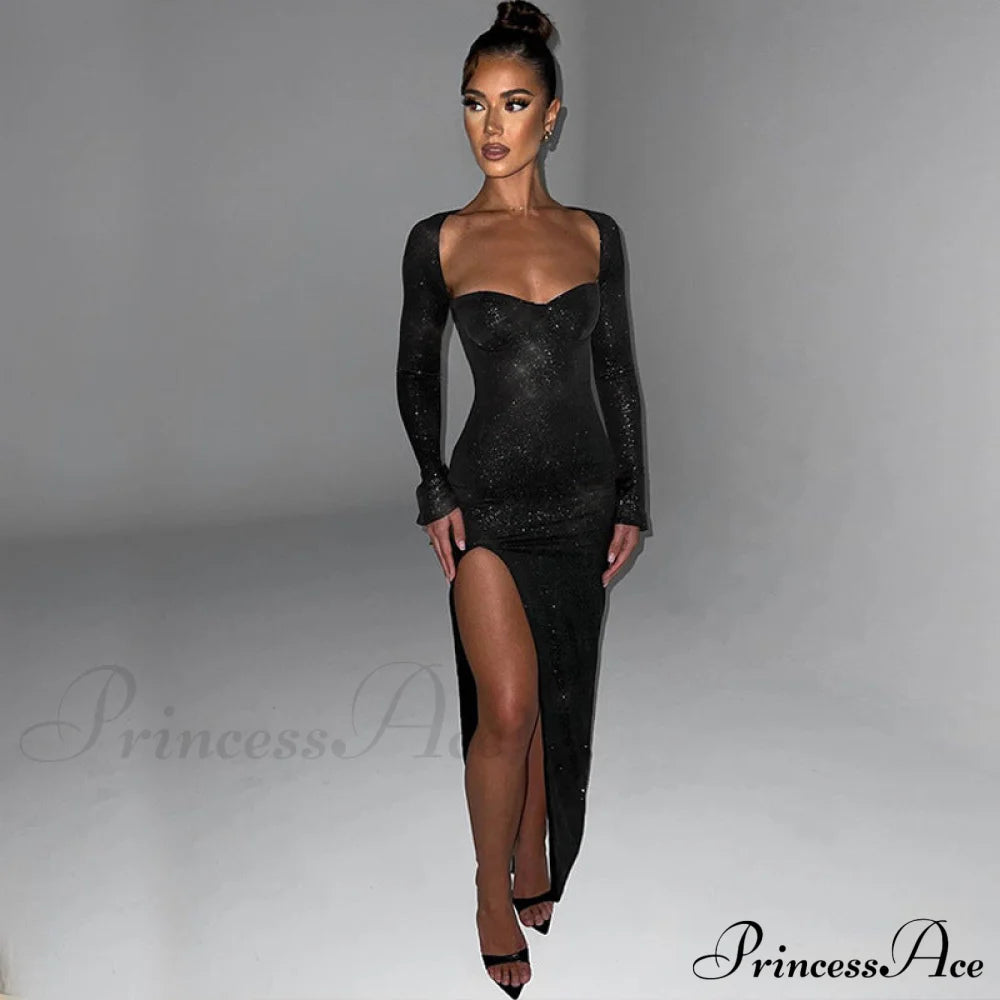 Viv Formal High Charming Slit Glitter Dress S.o. Long Dresses
