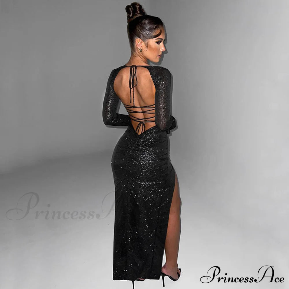 Viv Formal High Charming Slit Glitter Dress S.o. Long Dresses