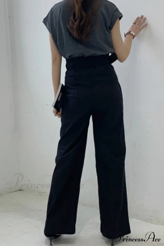 Waist-Tied Pants Black / M