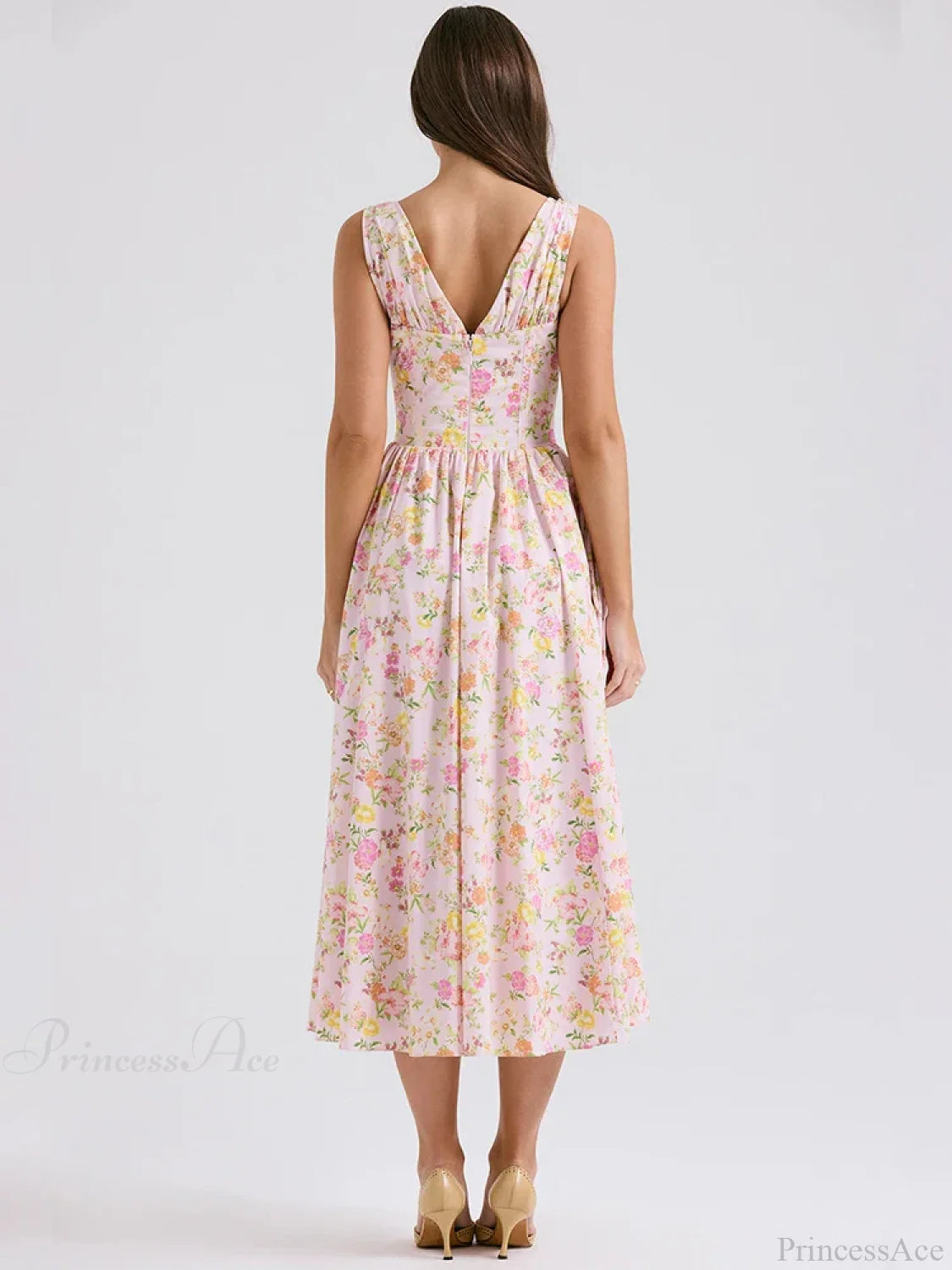 Waist Wrap Print A-line Vacation Dress vacationdress-250223