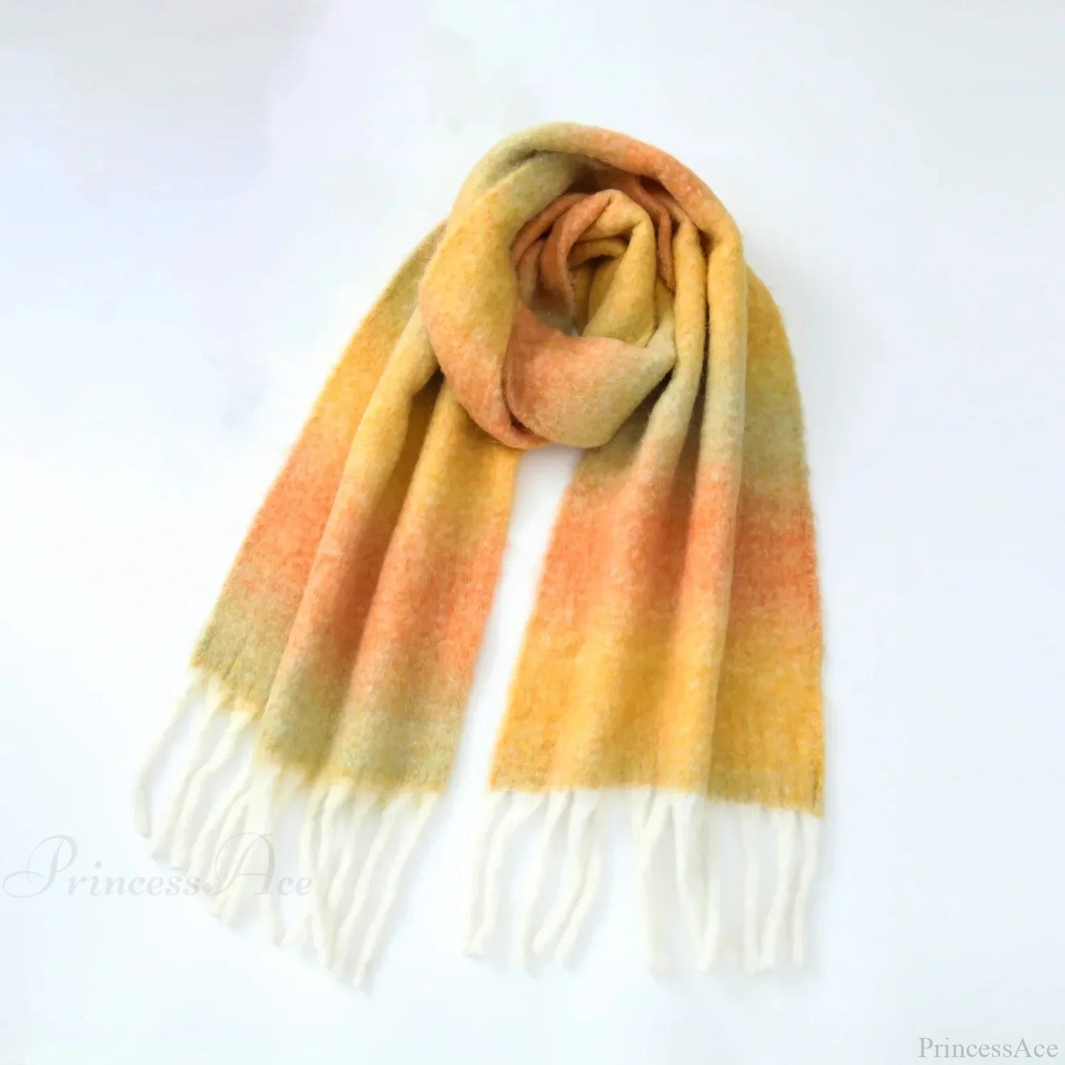Warm Gradient Color Wool Winter Scarf Melon Orange Scarfs-L
