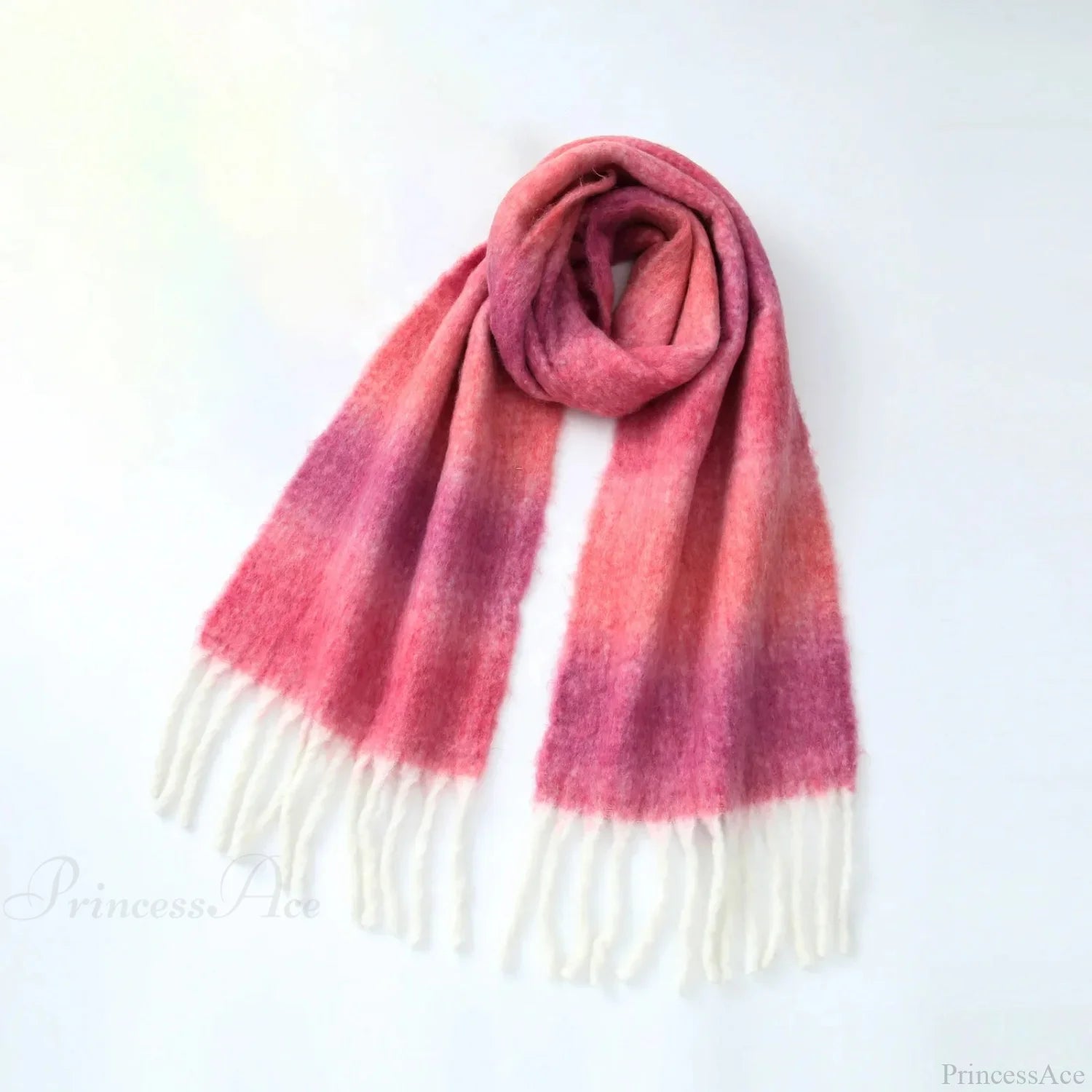 Warm Gradient Color Wool Winter Scarf Pink Scarfs-L