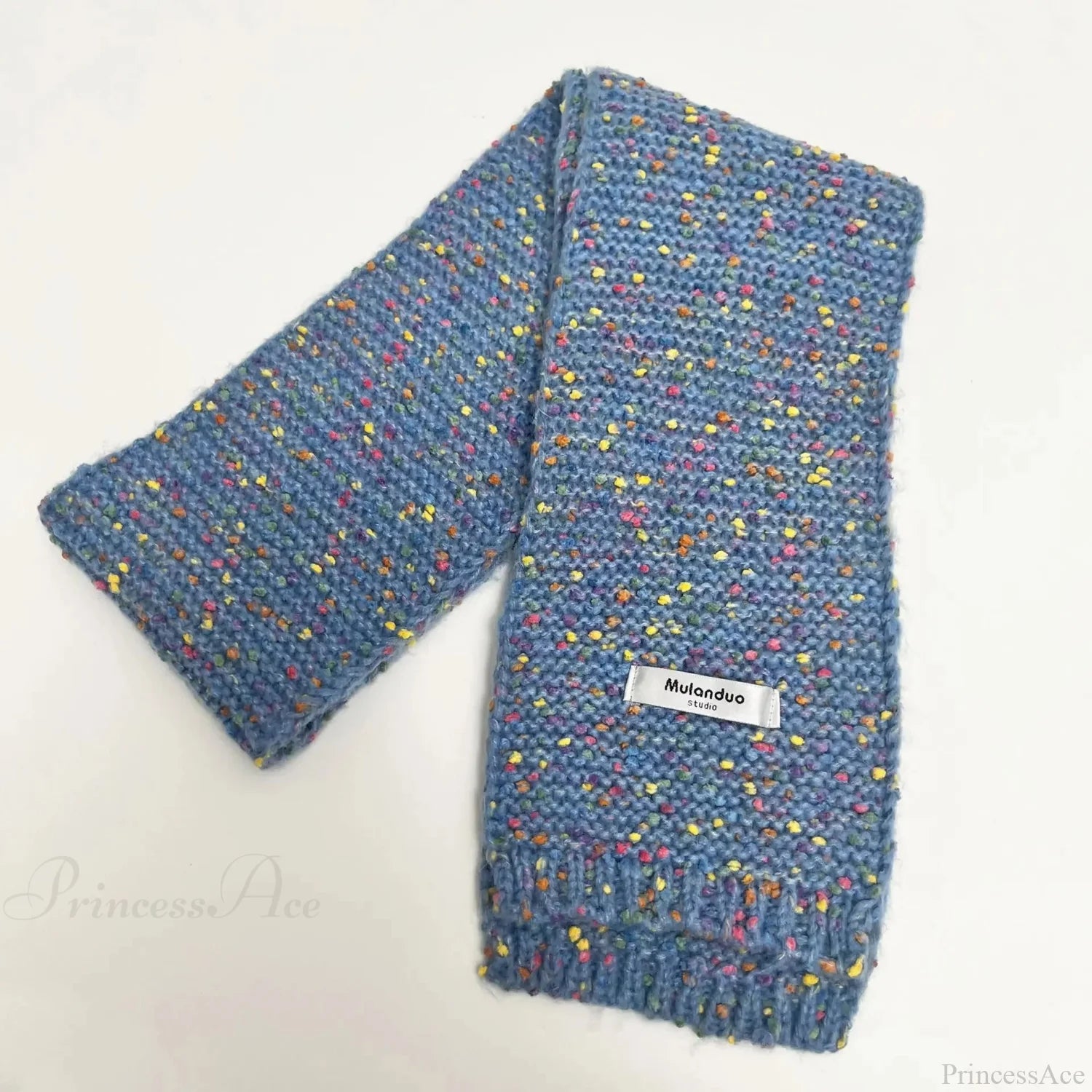 Warm Multi-Color Dot Acrylic Cashmere Small Scarf For Autumn Winter Blue / L146Cm W14Cm Scarfs-L