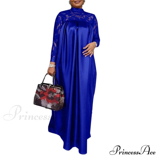 Warm-Season Long Gown Women’s Party And With Full-Length Kaftan Lace Patchwork Neck Sleeves