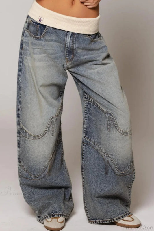 Washed Blue Vintage Denim Jeans Blue / S