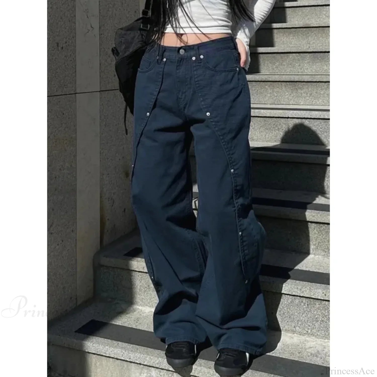 Washed Patchwork Y2K Women Jeans Pants