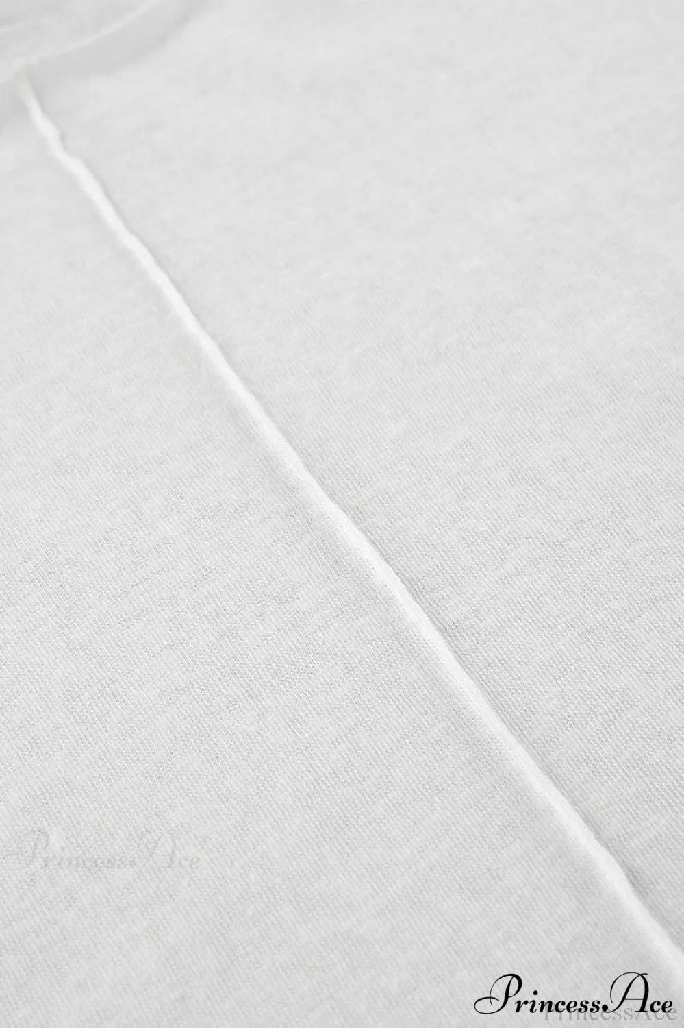 White Crew Neck Knit Panel Long Sleeve Tee