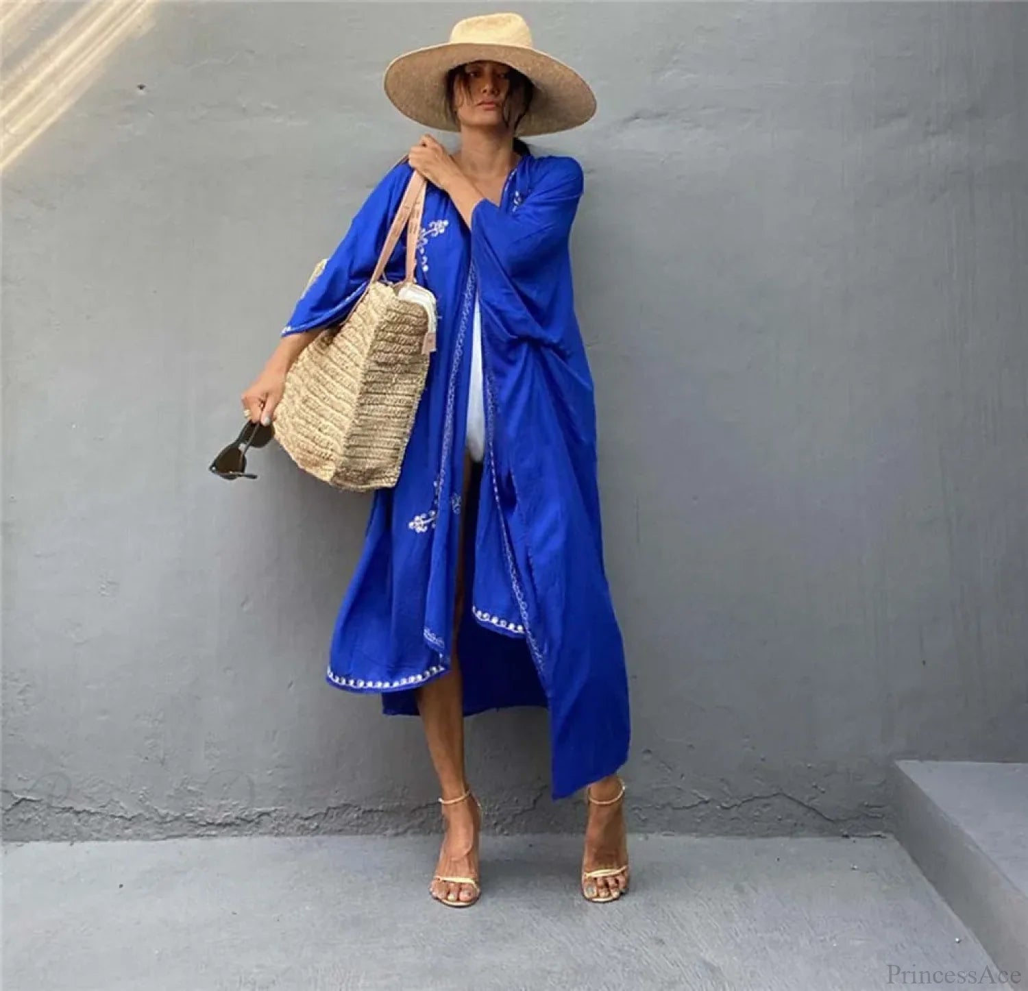 White Crochet Pareos Bikini Cover Up blue / One Size