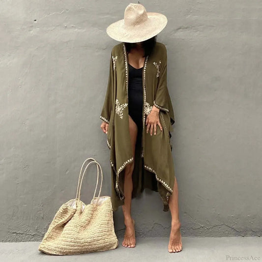 White Crochet Pareos Bikini Cover Up freen / One Size