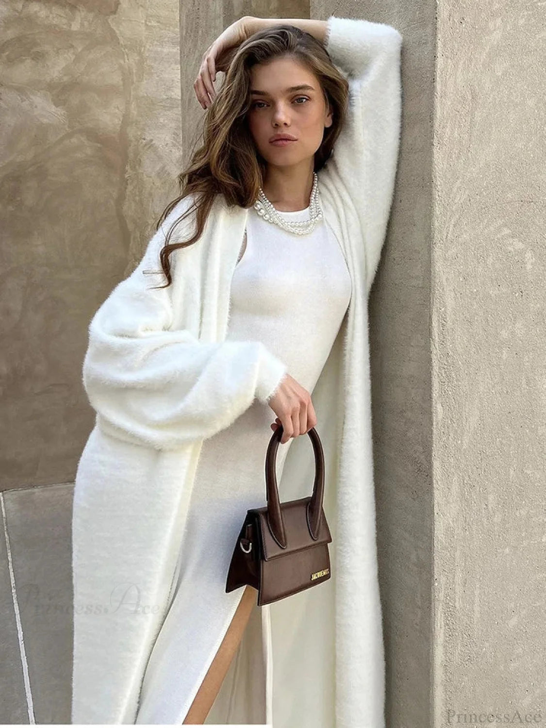 White Knitted Belted Fashion Cardigan WHITE / S