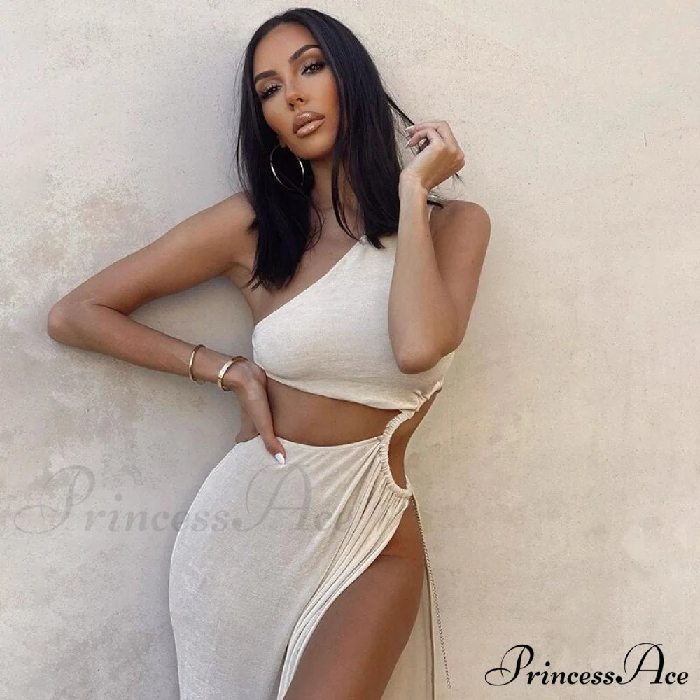 White Shoulder Parties - Women For Split Gown One And Full-Length Warm-Season Elegant Long