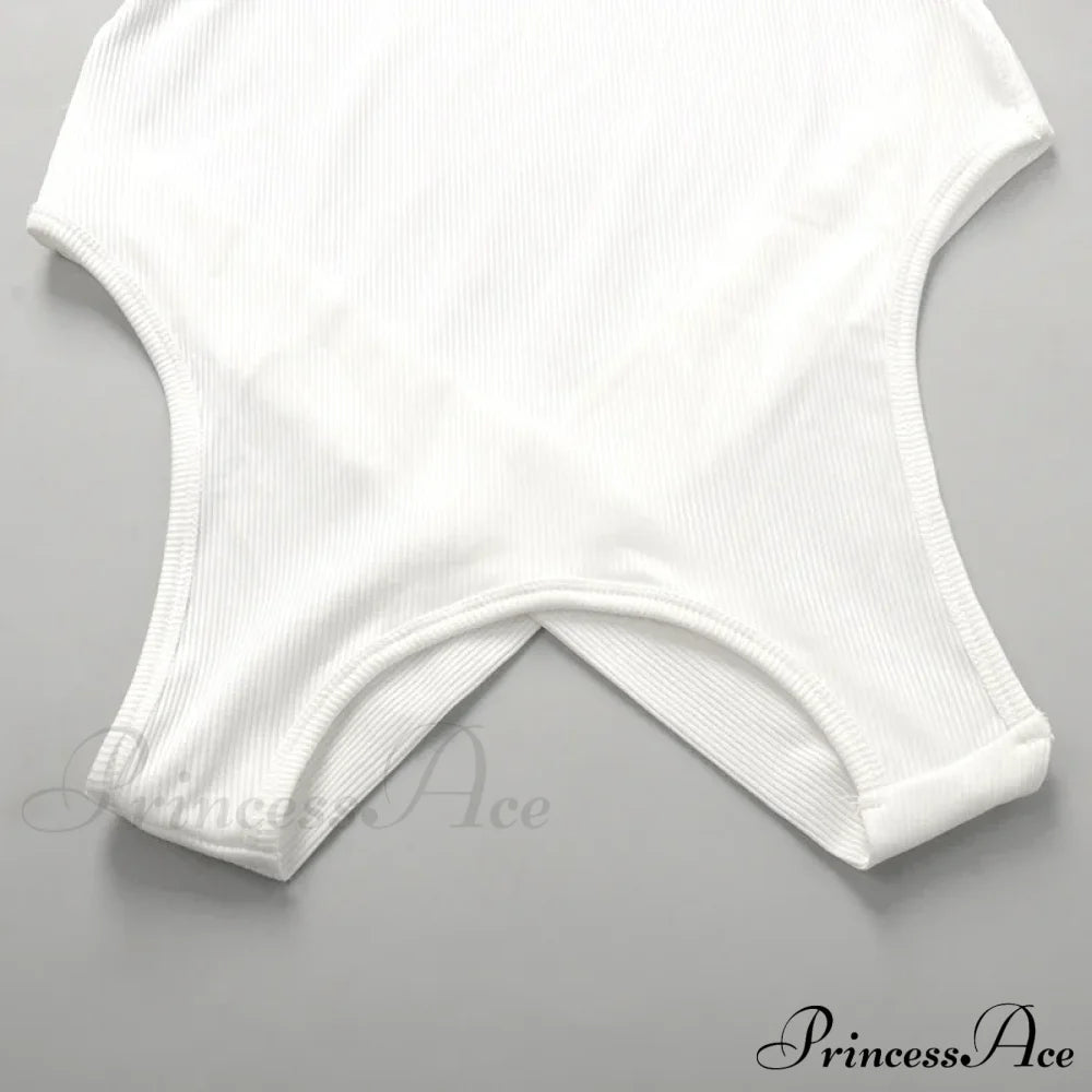 White Sleeveless Backless Streetwear Clubwear Aesthetic Elegant Party Bodycon Dress