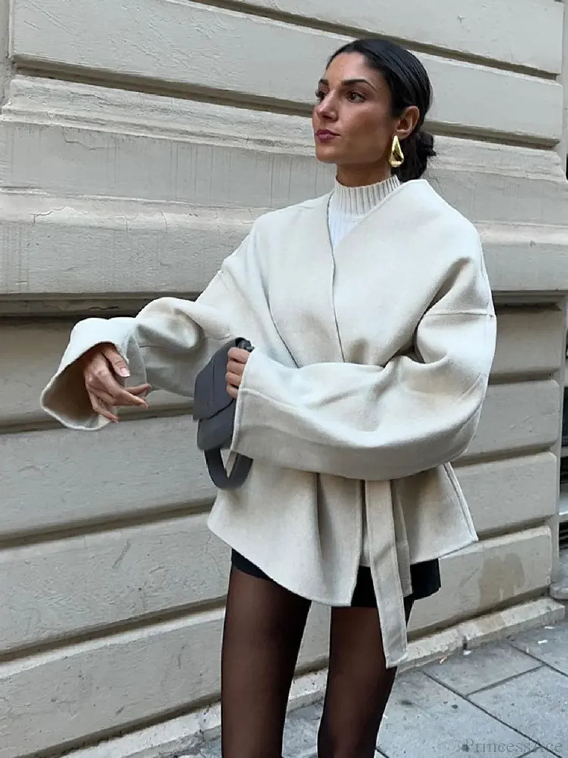 White Woolen Short Coat