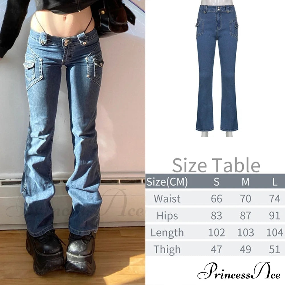 Wide Leg Oversize Y2K Patterned Baggy Winter Cargo Casual Jeans Low Autumn Waist Women’s Trousers