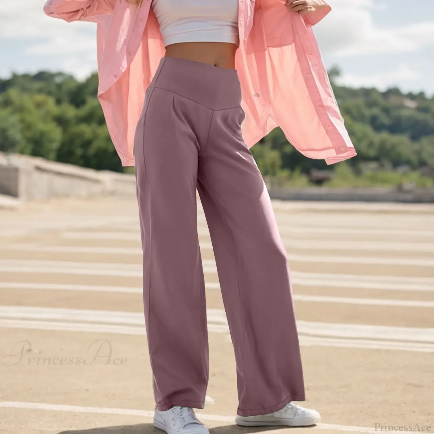 Wide Leg Yoga Pants Red / S