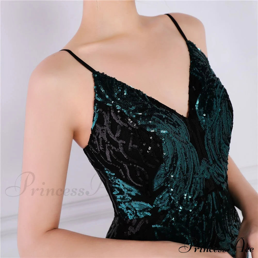 Wings Pattern Sequin Charming Mesh Strappy Gown S.o. Long Dresses