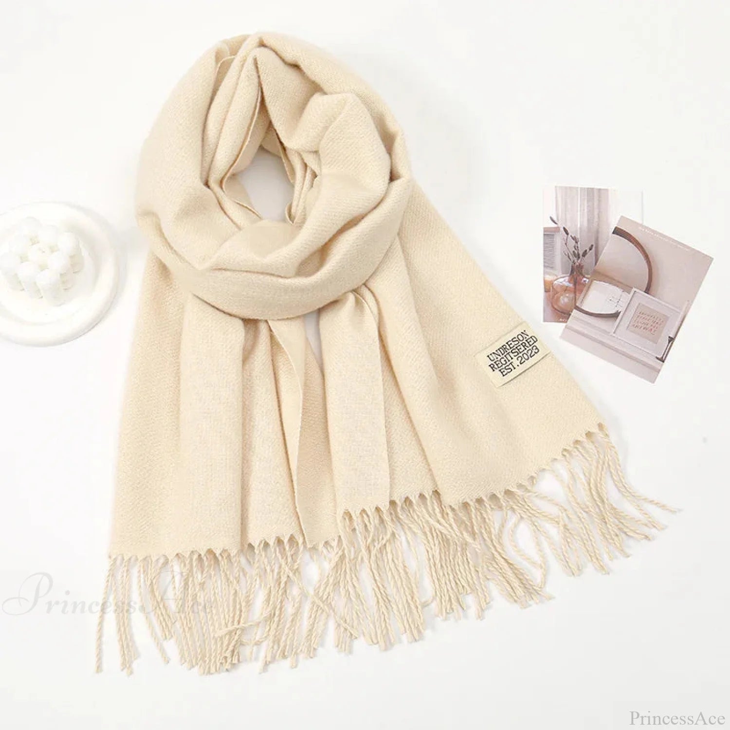 Winter Cashmere Long Warm Hijab Wrap Solid Pashmina Scarf Female Apricot Scarfs-L