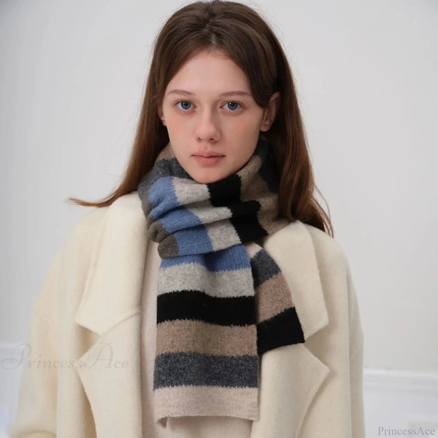 Winter Cashmere Shawl Women Colorful Striped Neck Scarf Scarfs-L