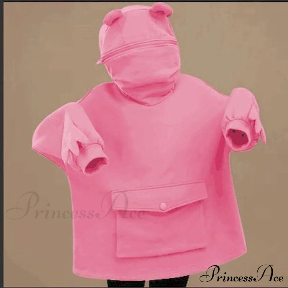 With Hooded Loose Pullover Autumn Letters Design And Harajuku - Frog Sweatshirt Women’s Casual