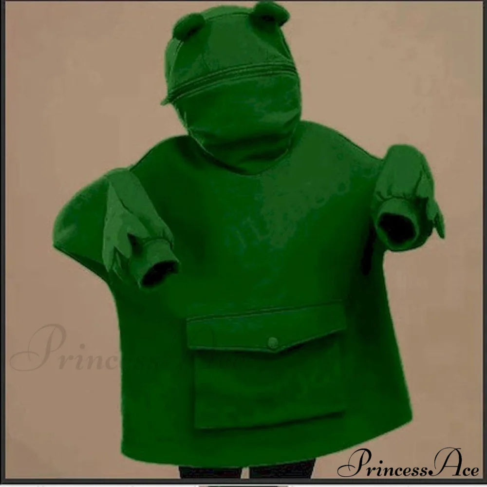 With Hooded Loose Pullover Autumn Letters Design And Harajuku - Frog Sweatshirt Women’s Casual