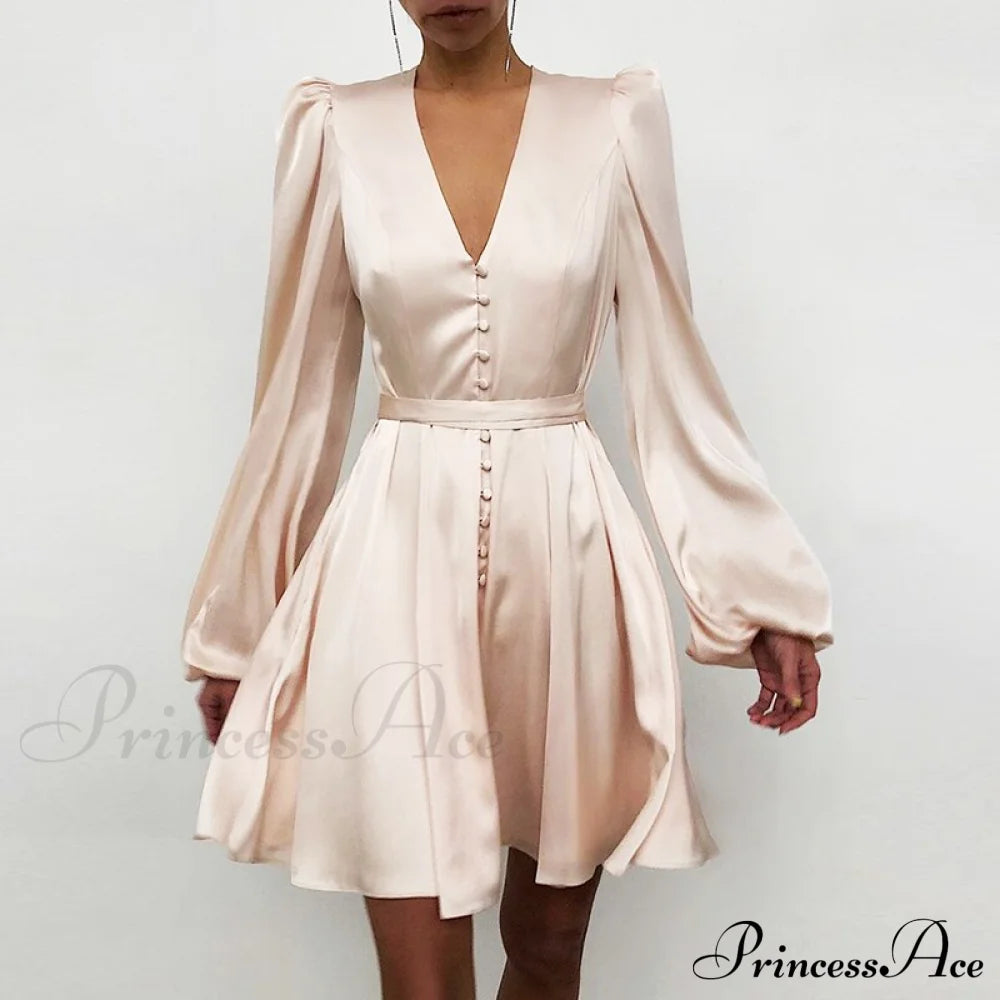 With Ruffle Lantern Gown Elegant Solid Women Sleeves